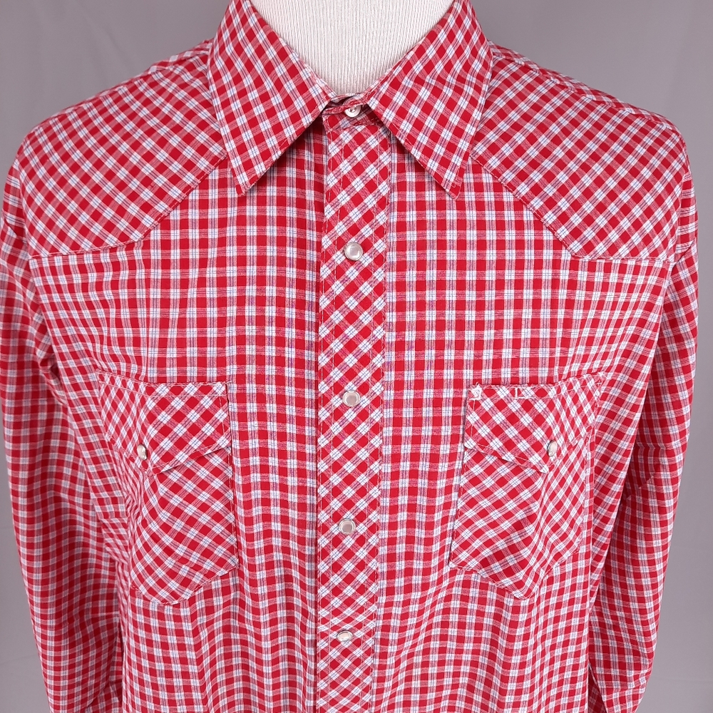 NEW Wrangler Western Red Plaid Shirt Men's 2XT Pearl Snap Lightweight Rodeo XXL